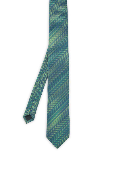 Yeşil Desenli Klasik Micro Kravat - 2