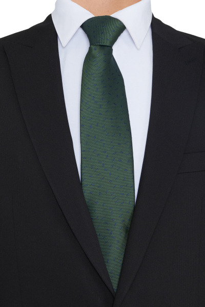 Yeşil Desenli Klasik Micro Kravat - 4