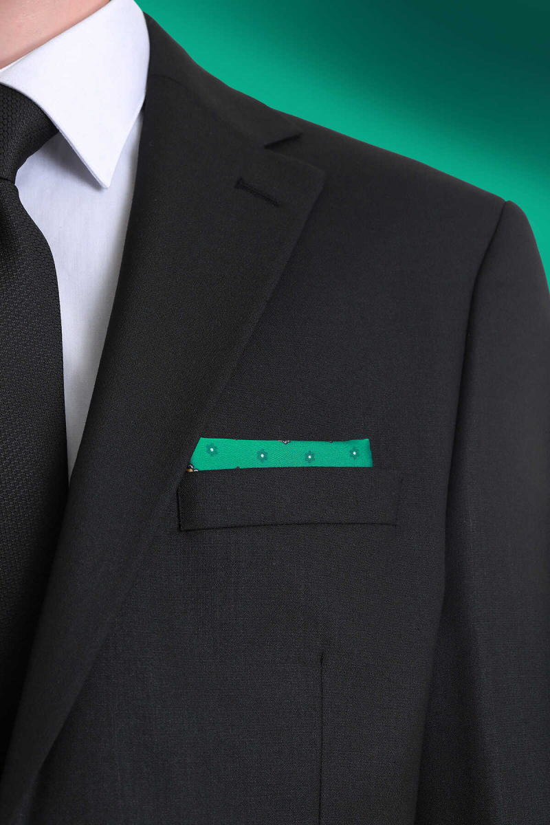 Yeşil Desenli Klasik Saten Cep Mendili - Hatem Saykı (1)