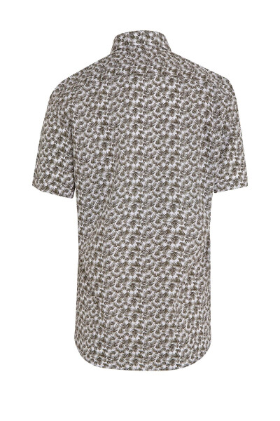 Yeşil Slim Fit Baskılı 100% Pamuk Kısa Kol Spor Gömlek - 2