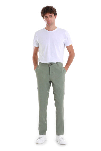 Yeşil Dinamik Fit Düz Yandan Cepli Pamuklu Jogger Pantolon - 2