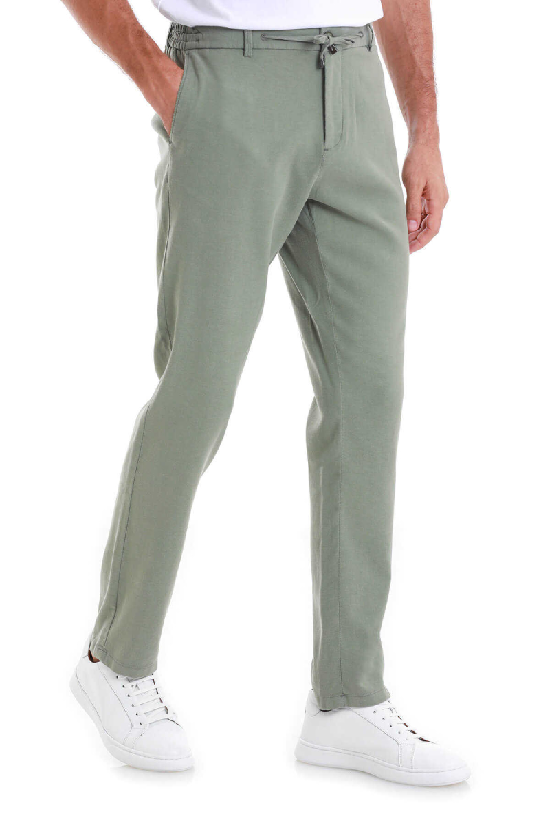 Yeşil Dinamik Fit Düz Yandan Cepli Pamuklu Jogger Pantolon - Hatem Saykı (1)