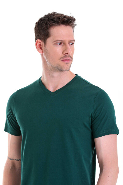 Nefti Regular Fit Düz 100% Pamuklu V Yaka Tişört - 4