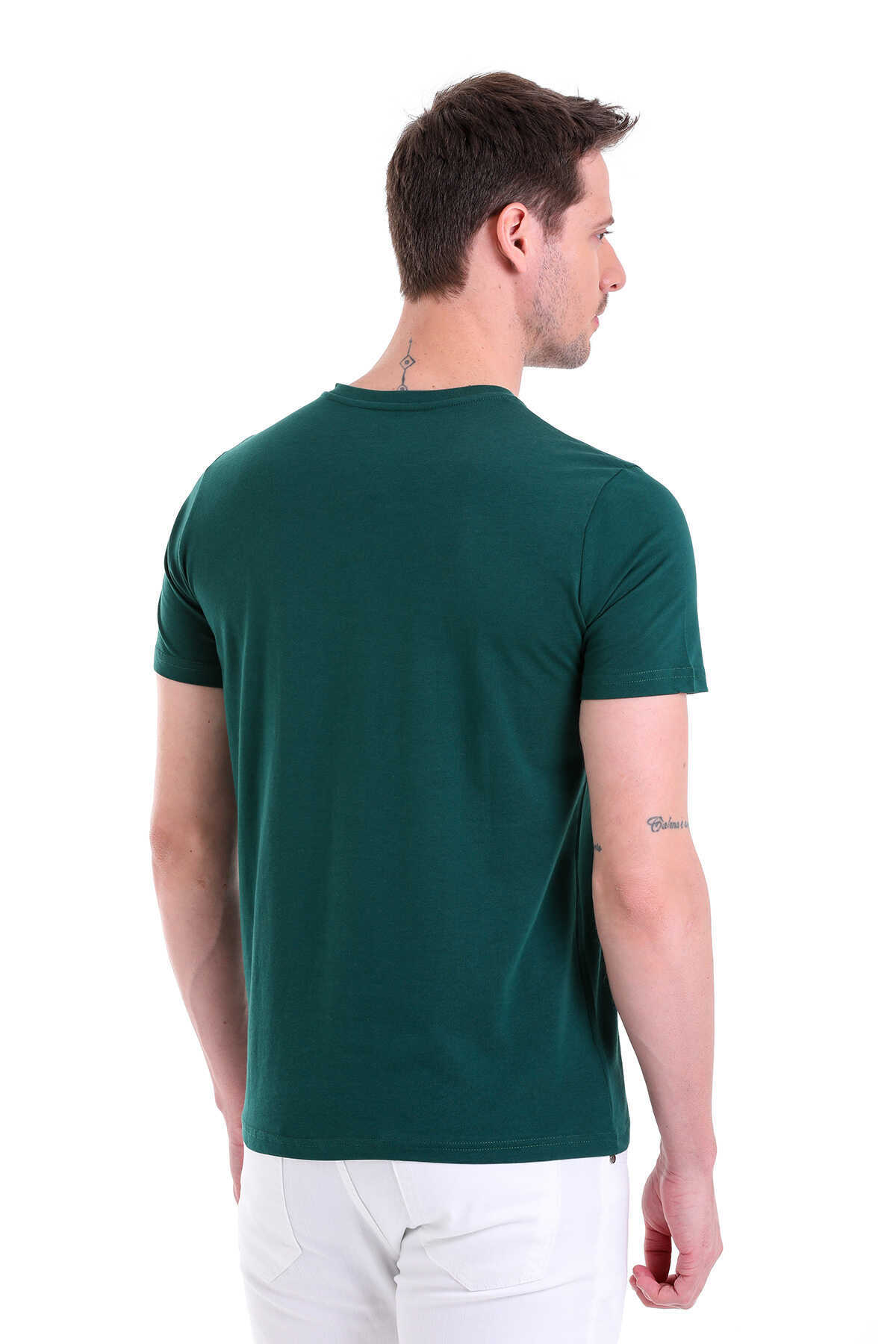 Nefti Regular Fit Düz 100% Pamuklu V Yaka Tişört - 6