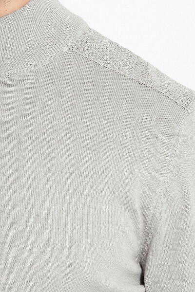 Gri Regular Fit Yarım Balıkçı Yaka Pamuklu Triko Kazak - 17