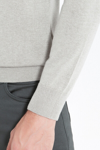 Gri Regular Fit Yarım Balıkçı Yaka Pamuklu Triko Kazak - 18