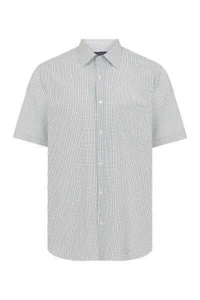 Yeşil Kareli Kısa Kol Klasik Gömlek - 1