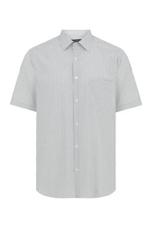 Yeşil Kareli Kısa Kol Klasik Gömlek - 5