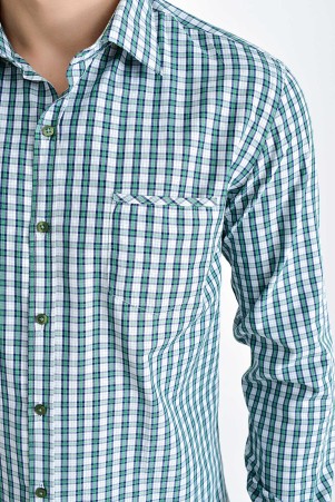 Yeşil Kareli Slim Fit Gömlek - Thumbnail