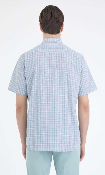 Yeşil Kareli Klasik Kısa Kol Gömlek - 3