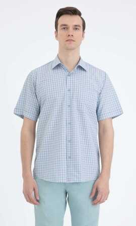 Yeşil Kareli Klasik Kısa Kol Gömlek - 5