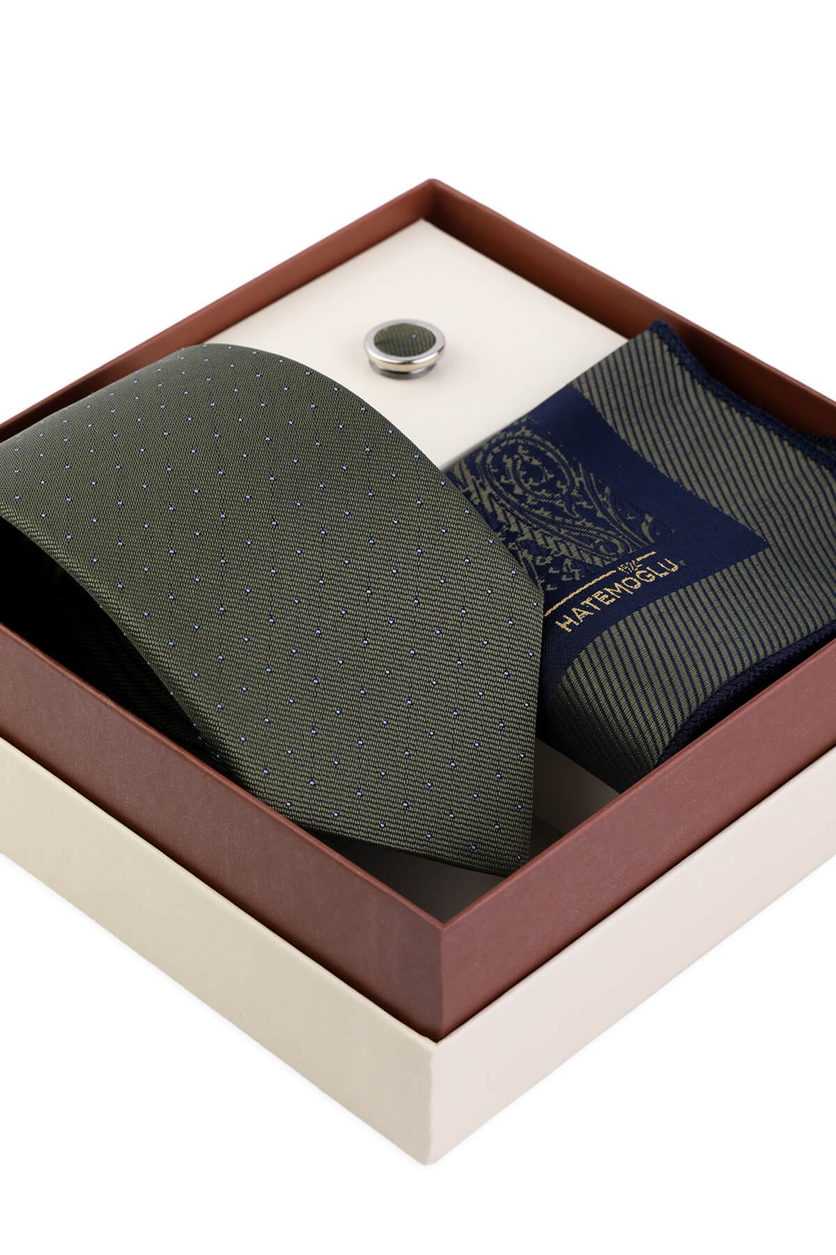 Yeşil Kravat Mendil ve Yaka Rozeti 3'lü Set - 2