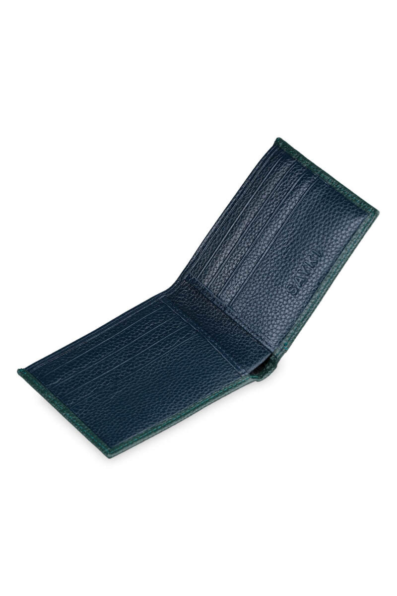 Yeşil - Lacivert 100% Deri Cüzdan - Saykı (1)