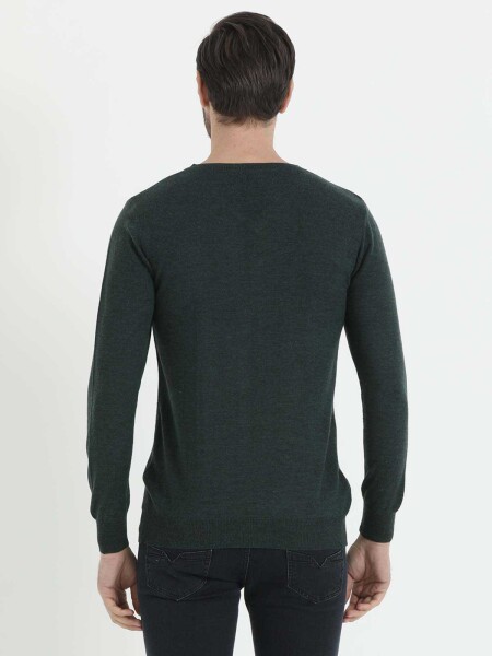 Yesil - Lacivert V Yaka Triko - 5