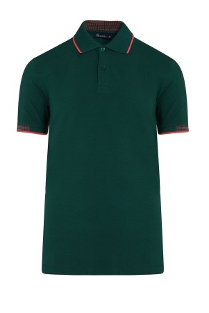 Yeşil Polo Yaka Regular Fit Tişört - Thumbnail
