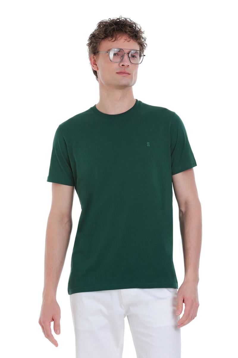 Yeşil Regular Fit 100% Pamuk Bisiklet Yaka Tişört - HTML (1)