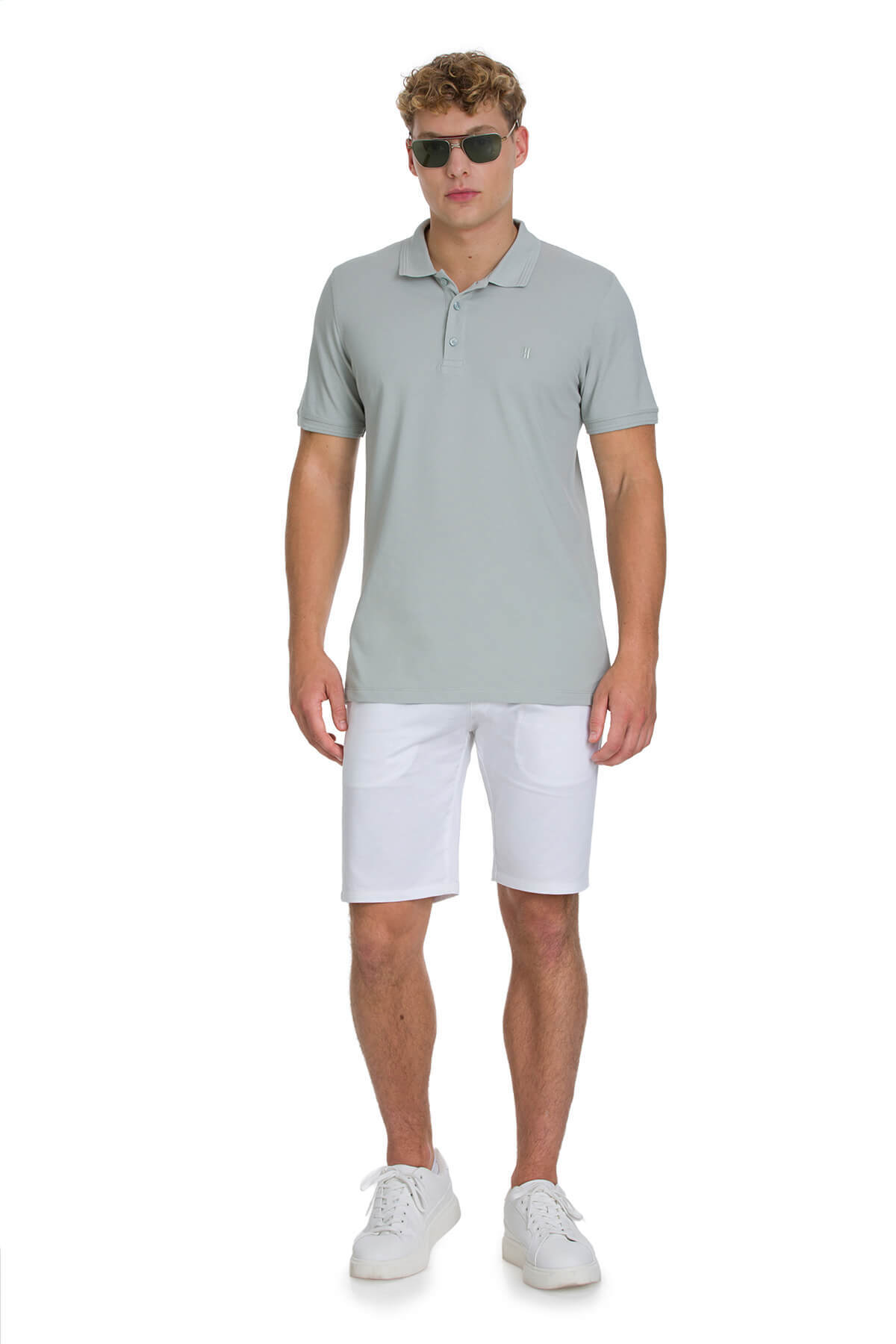 Yeşil Regular Fit 100% Pamuk Kıvrılmaz Polo Yaka Tişört - 2