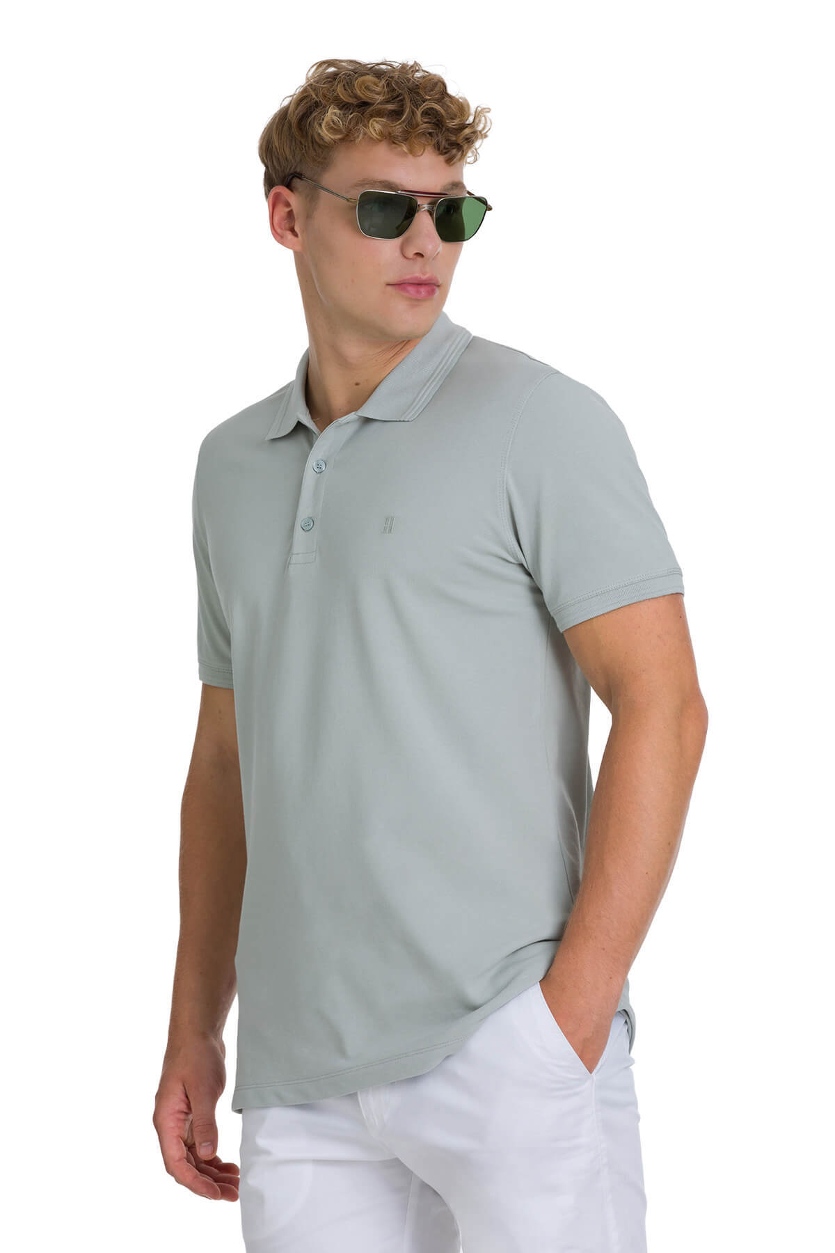 Yeşil Regular Fit 100% Pamuk Kıvrılmaz Polo Yaka Tişört - 3