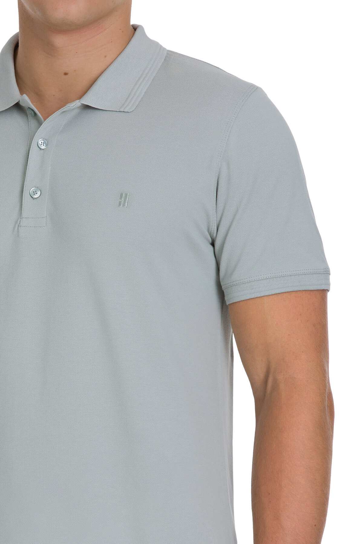 Yeşil Regular Fit 100% Pamuk Kıvrılmaz Polo Yaka Tişört - 4