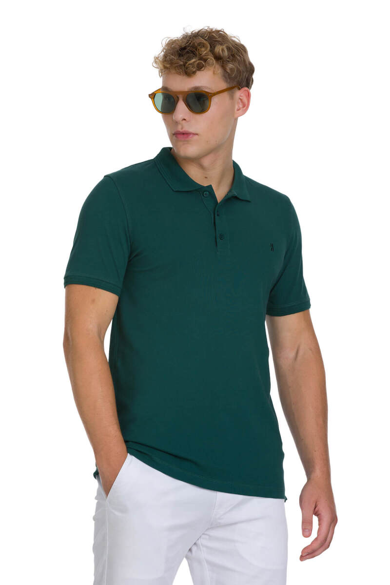 Yeşil Regular Fit 100% Pamuklu Polo Yaka Tişört - Hatemoğlu (1)