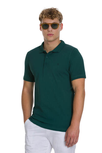 Yeşil Regular Fit 100% Pamuklu Polo Yaka Tişört 