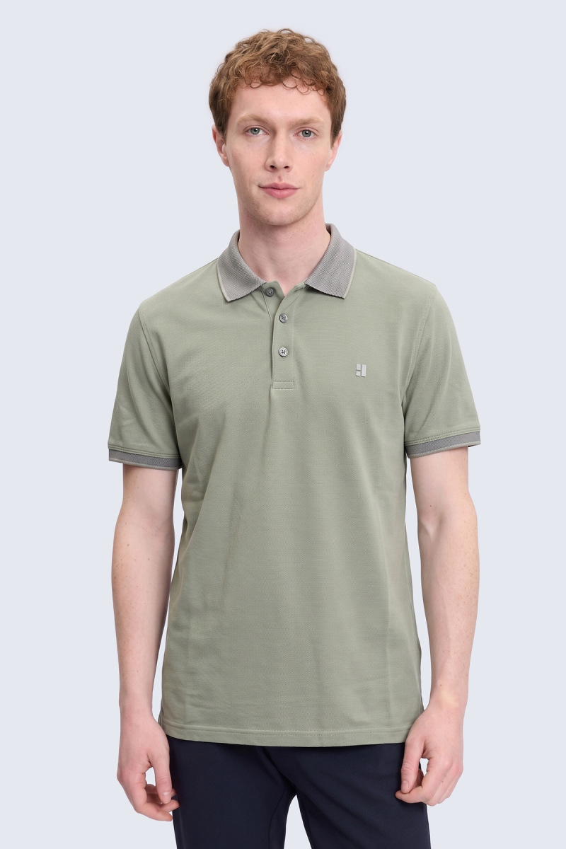 Yeşil Regular Fit 100% Pamuklu Polo Yaka Tişört