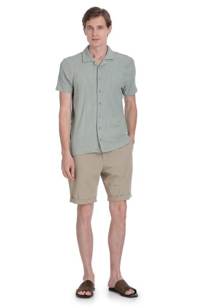 Yeşil Regular Fit Apaş Yaka Gömlek - 2