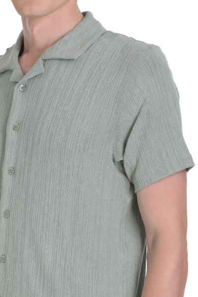 Yeşil Regular Fit Apaş Yaka Gömlek - 4