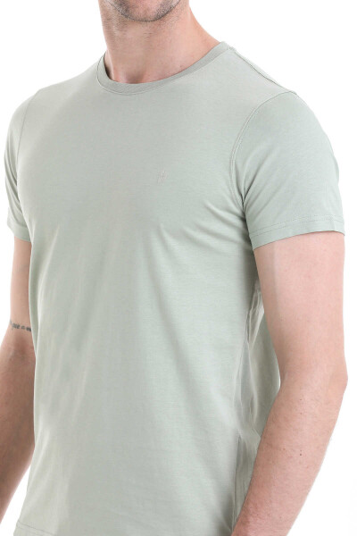 Yeşil Regular Fit Baskılı Bisiklet Yaka 100% Pamuk Tişört - 5