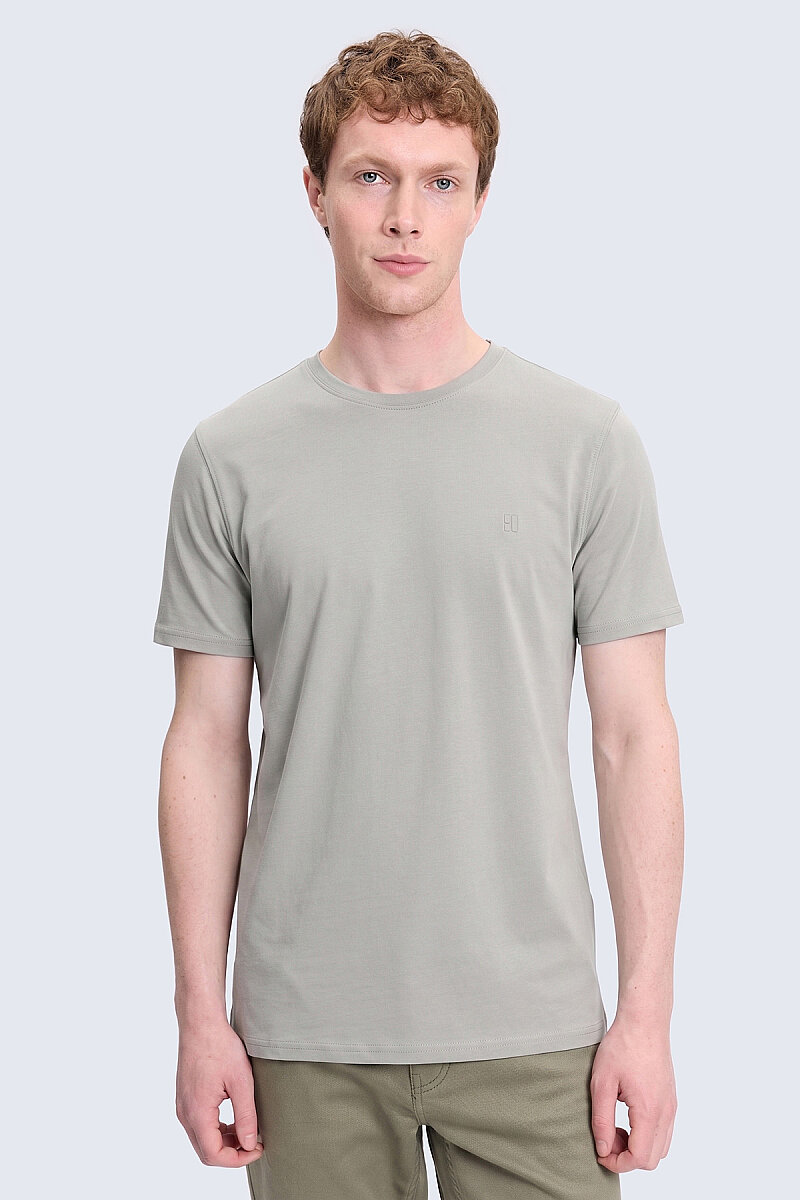 Yeşil Regular Fit Bisiklet Yaka 100% Pamuk  Tişört