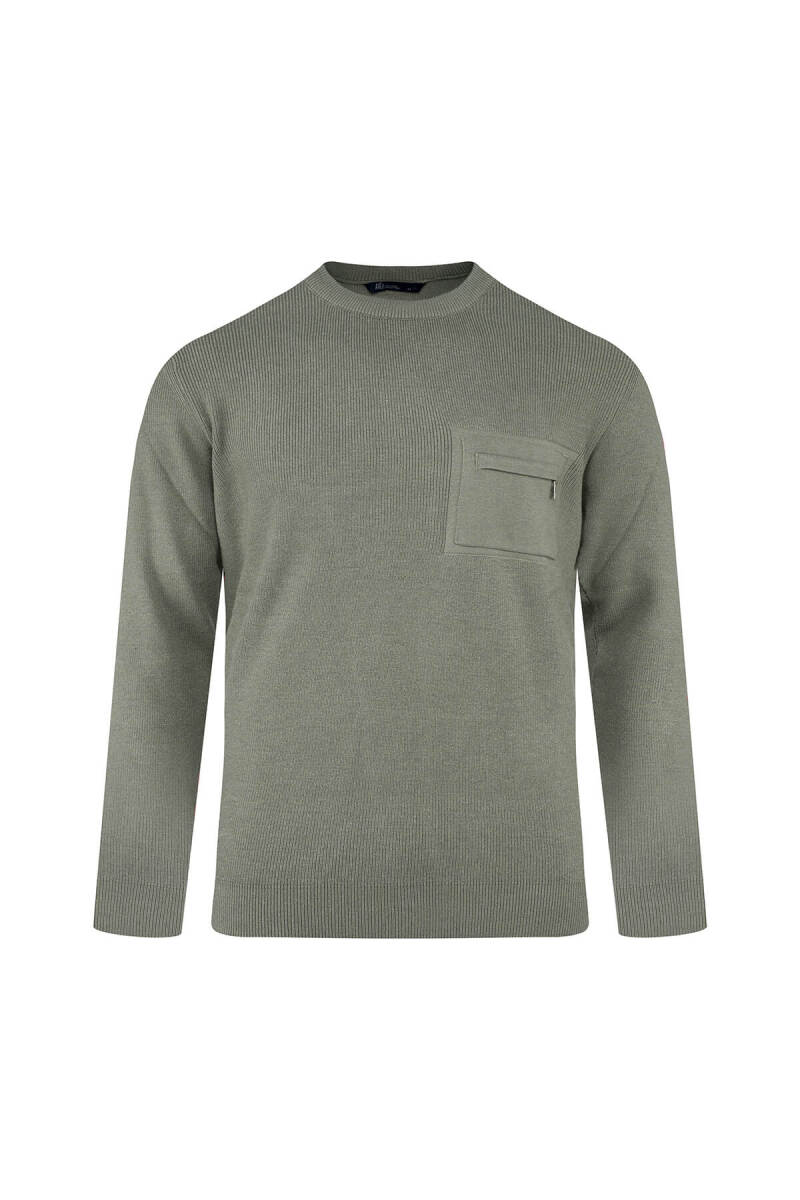 Yeşil Regular Fit Bisiklet Yaka Kazak