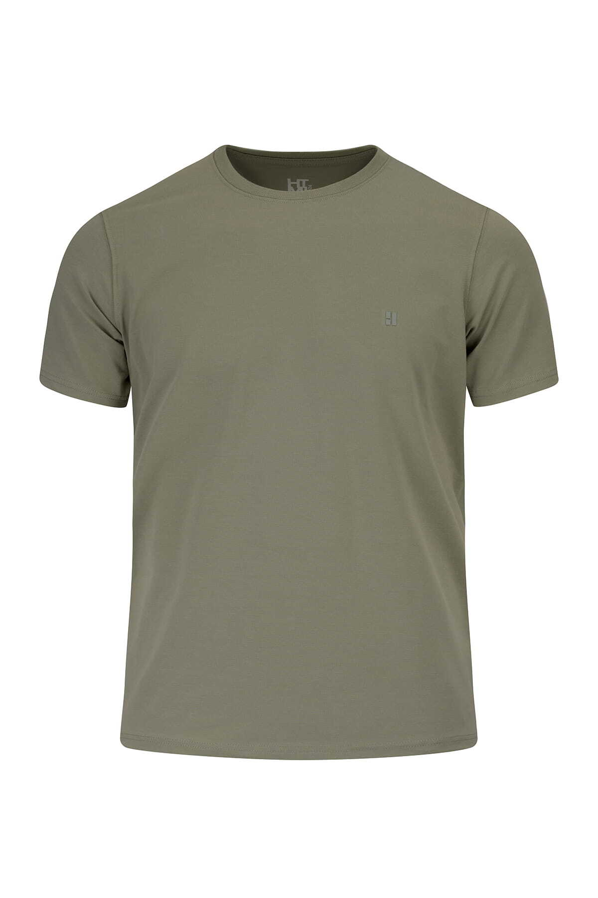 Yeşil Regular Fit Bisiklet Yaka Pamuklu Tişört - 2