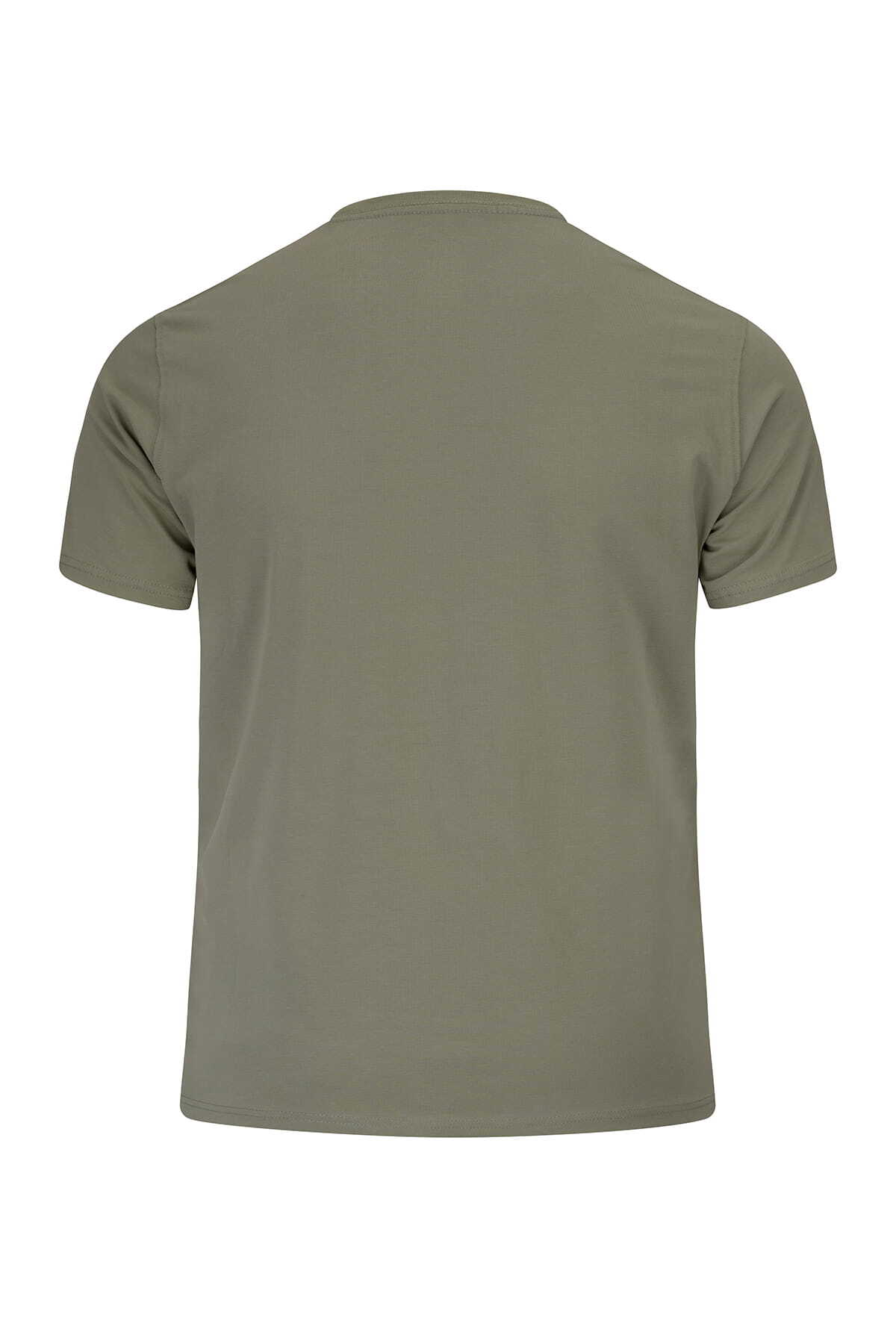 Yeşil Regular Fit Bisiklet Yaka Pamuklu Tişört - 4