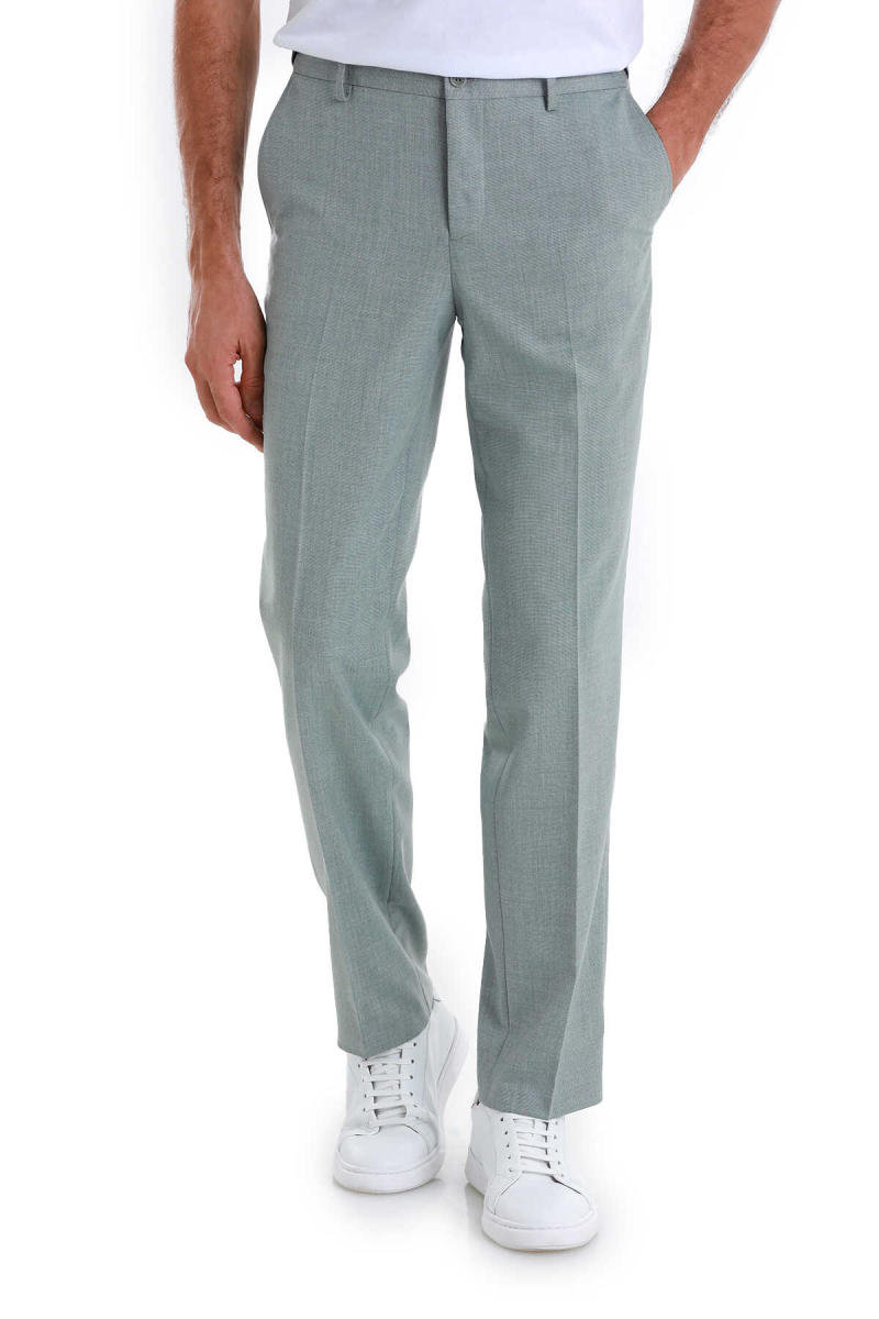 Yeşil Regular Fit Yandan Cepli Kumaş Pantolon - Hatemoğlu