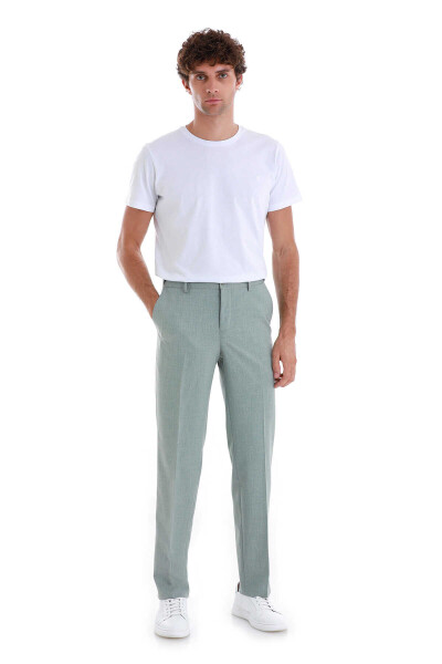 Yeşil Regular Fit Yandan Cepli Kumaş Pantolon - 2