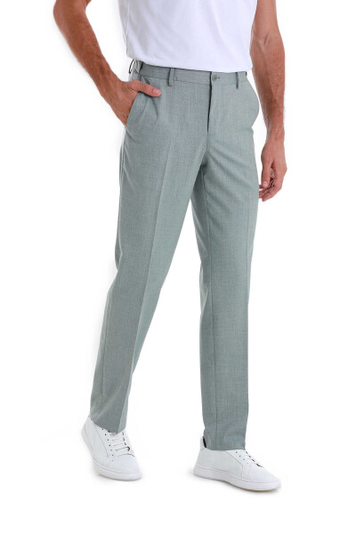 Yeşil Regular Fit Yandan Cepli Kumaş Pantolon - 3