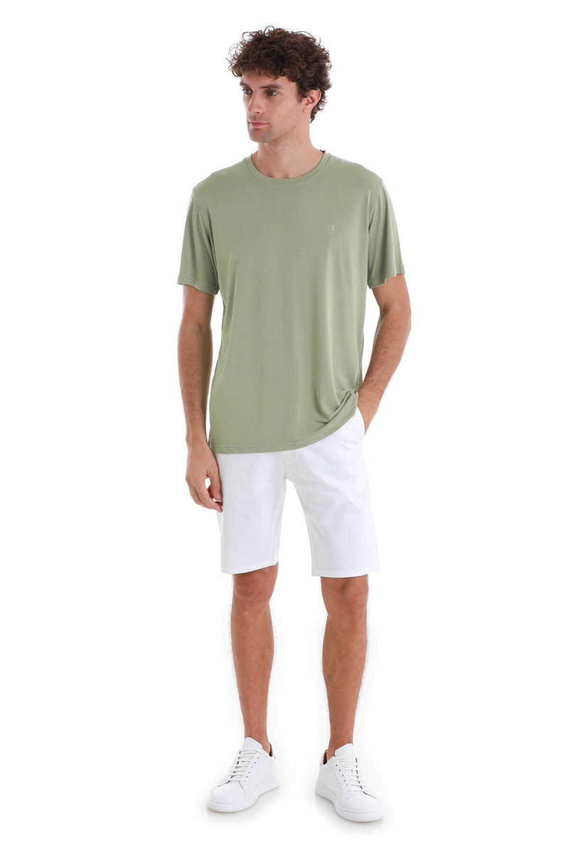 Yeşil Regular Fit Bisiklet Yaka Tişört - Hatem Saykı (1)