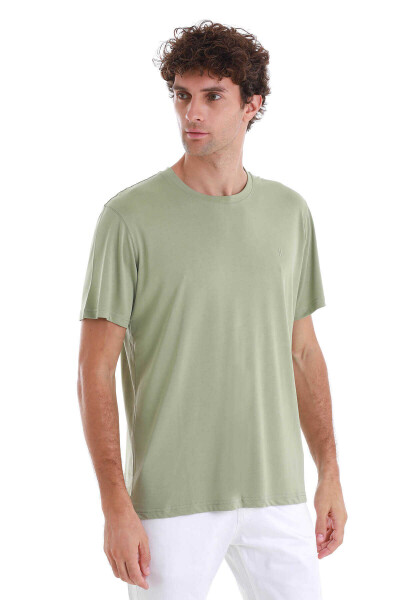 Yeşil Regular Fit Bisiklet Yaka Tişört - 3