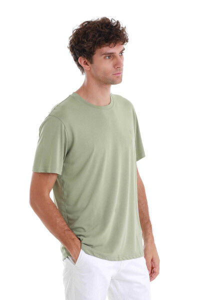 Yeşil Regular Fit Bisiklet Yaka Tişört - 4