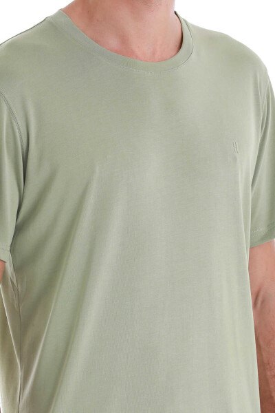 Yeşil Regular Fit Bisiklet Yaka Tişört - 5