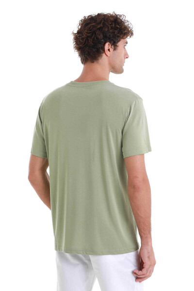 Yeşil Regular Fit Bisiklet Yaka Tişört - 6