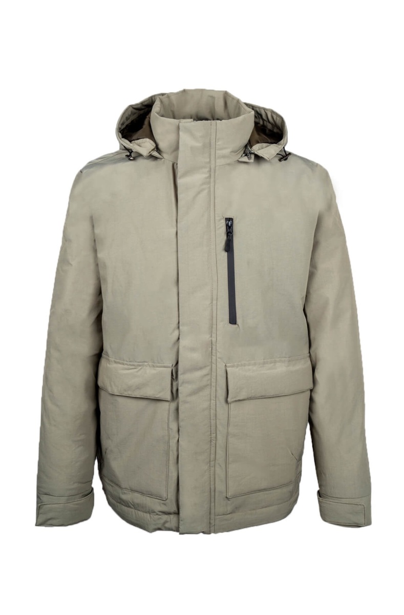 Yeşil Regular Fit Hakim Yaka Kapüşonlu Kaban - Hatem Saykı