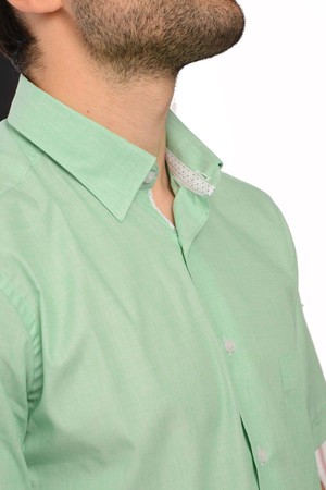Yeşil Regular Fit Kısa Kol Gömlek - Thumbnail