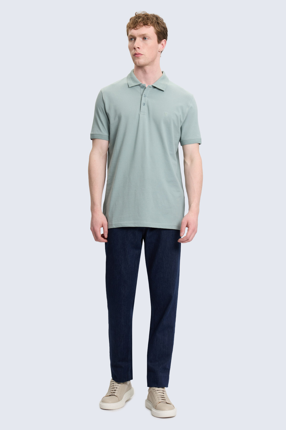 Yeşil Regular Fit Kıvrılmaz Polo Yaka 100% Pamuk Tişört - 2