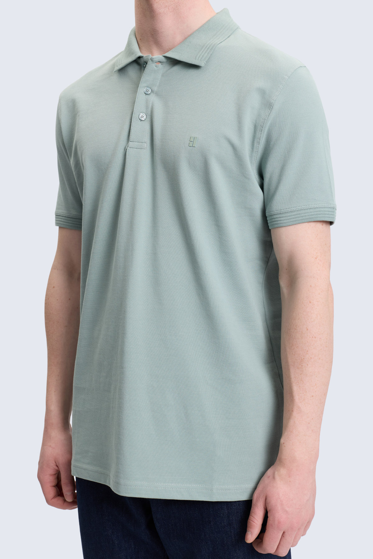 Yeşil Regular Fit Kıvrılmaz Polo Yaka 100% Pamuk Tişört - 3