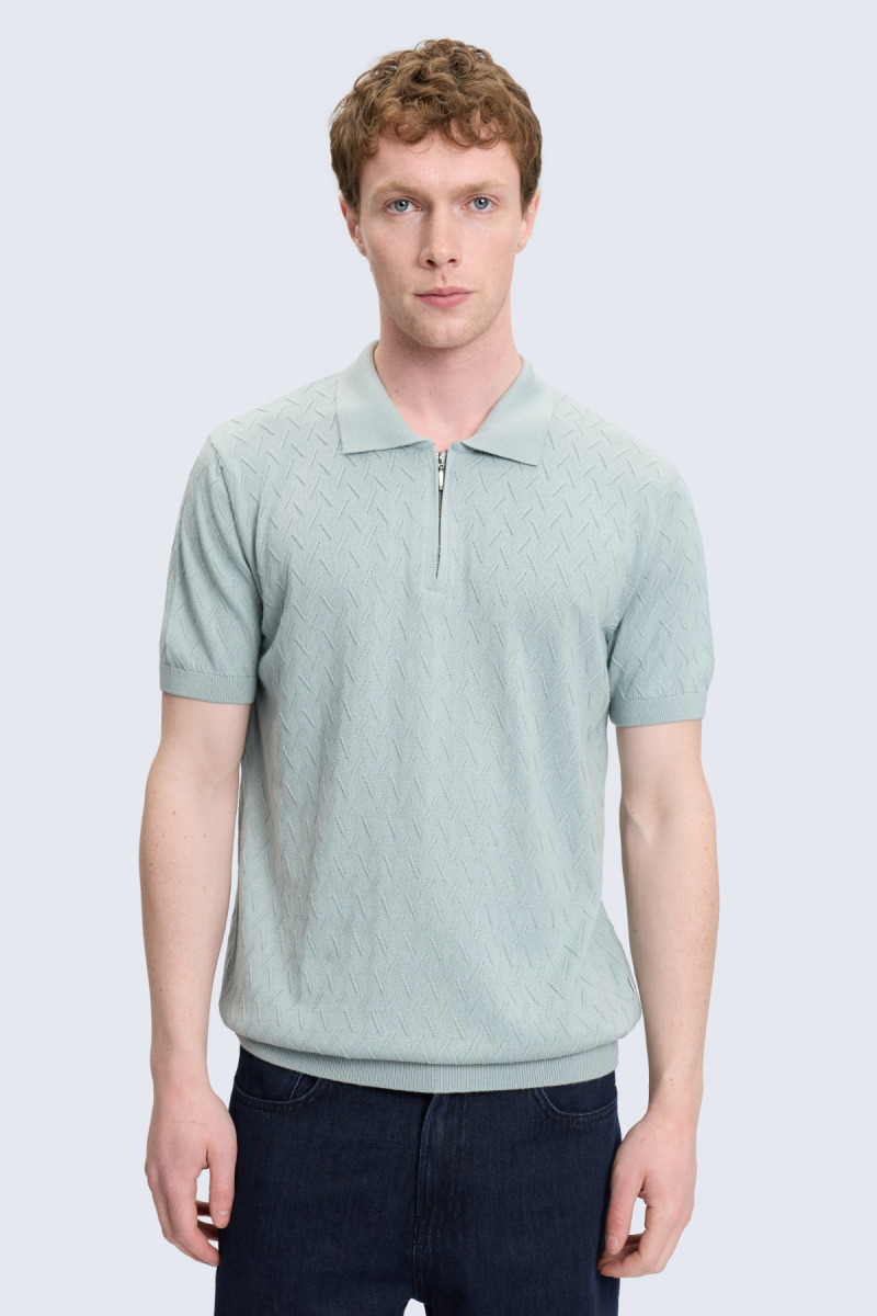 Yeşil Regular Fit Polo Yaka Pamuklu Tişört