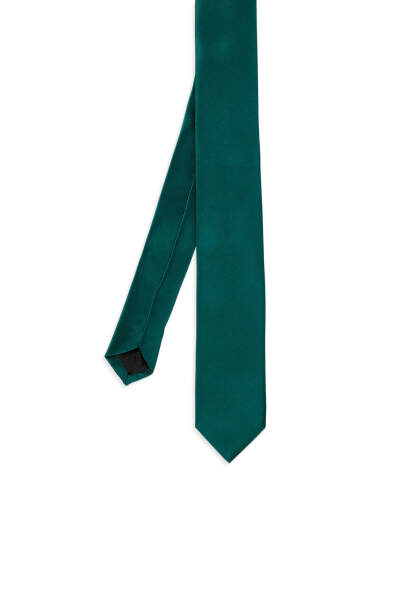 Yeşil Saten Kravat Mendil Set - 2