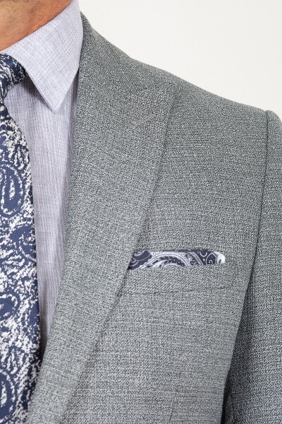 Yeşil Slim Fit Desenli Ceket - 5