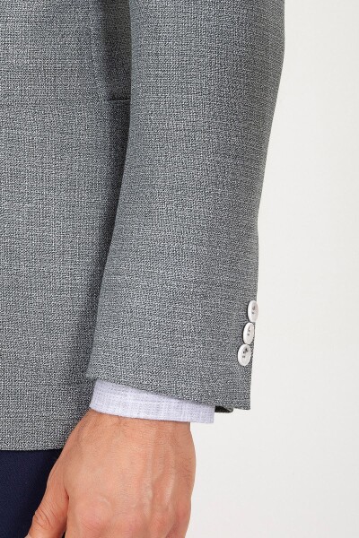 Yeşil Slim Fit Desenli Ceket - 6