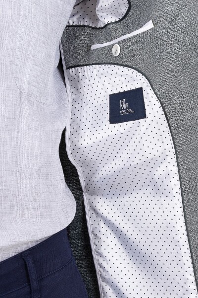 Yeşil Slim Fit Desenli Ceket - 7